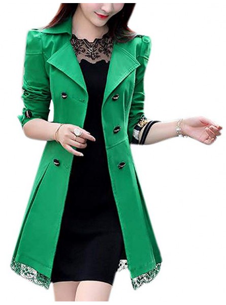 Women Elegant Double Breasted Belted Long Jacket Trenchcoat